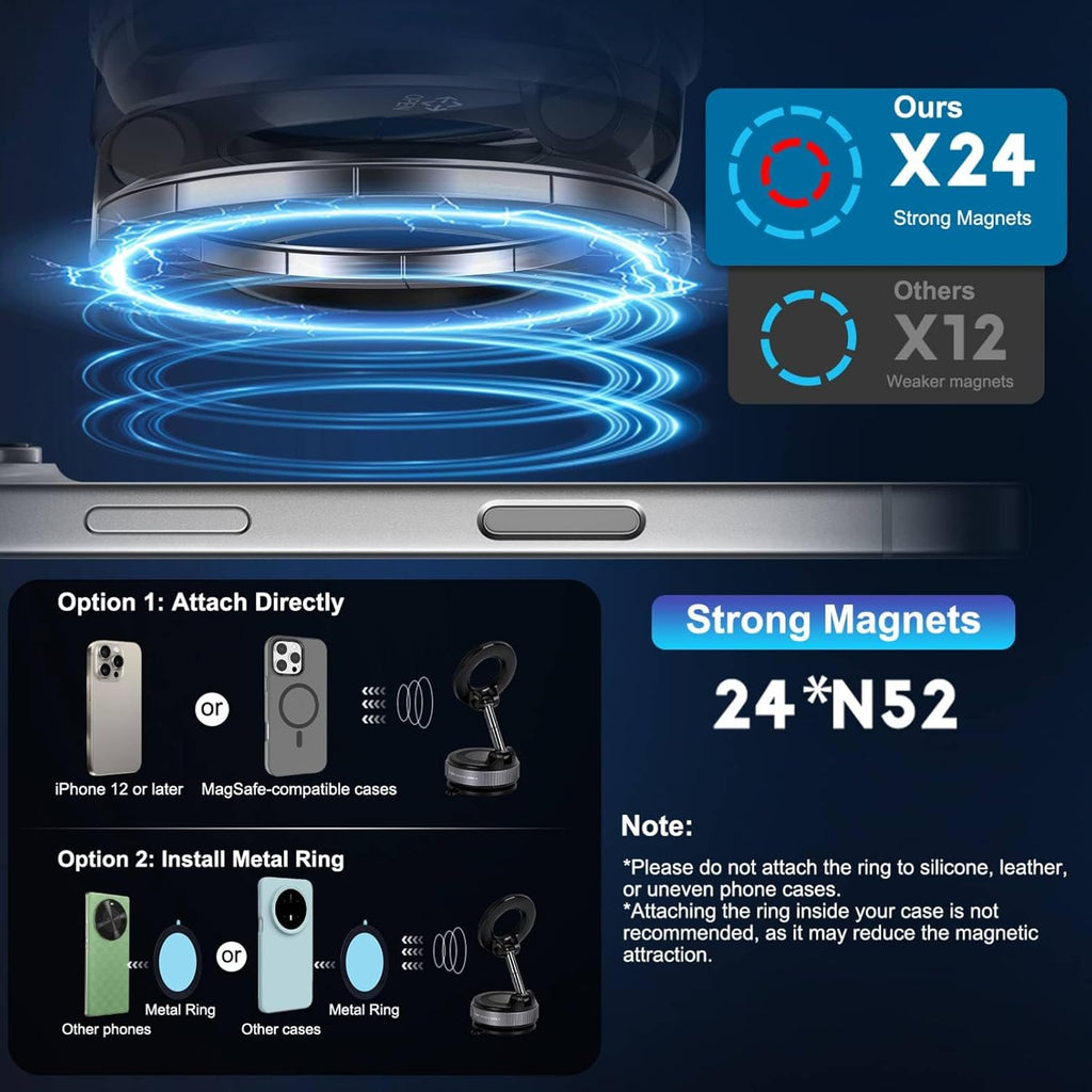 360° Magnetic Car Phone Holder – Strong Grip Mount (Free Home Delivery)