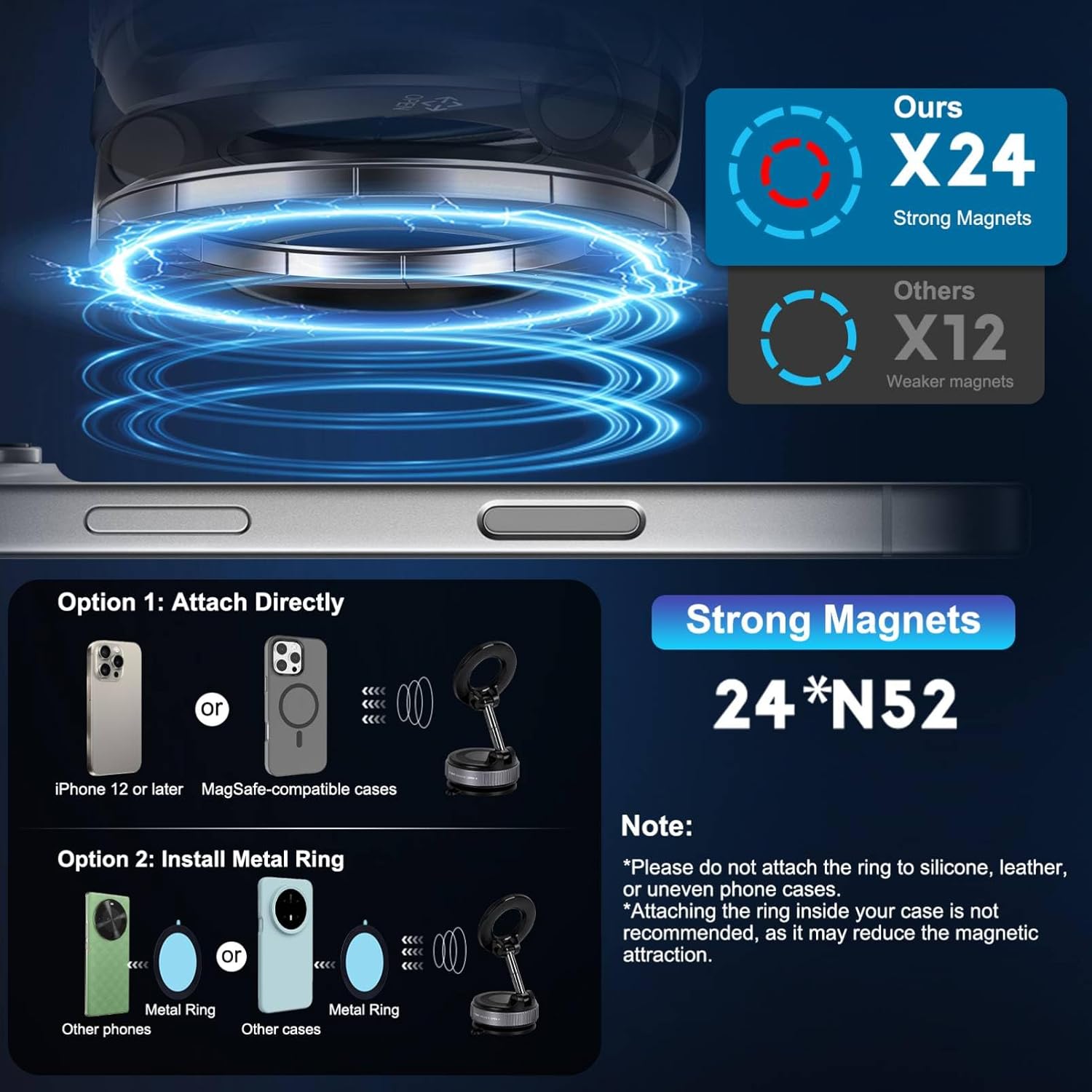 360° Magnetic Car Phone Holder – Strong Grip Mount (Free Home Delivery)