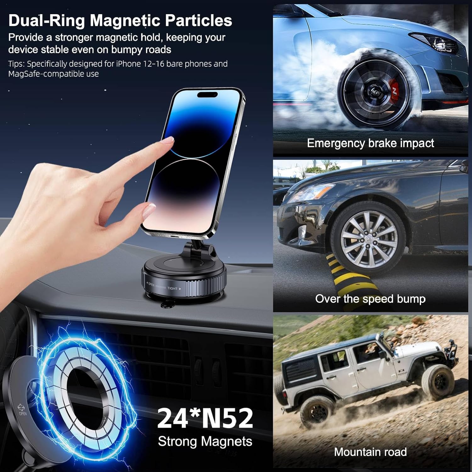 360° Magnetic Car Phone Holder – Strong Grip Mount (Free Home Delivery)