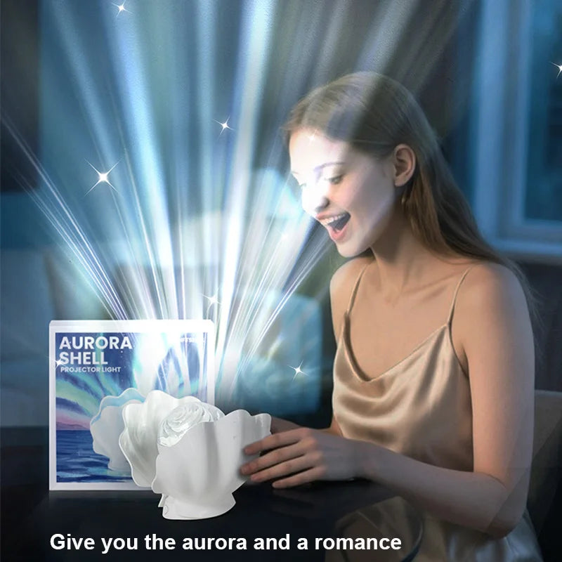 AuroraShell™ Starry Projector Lamp 🐚🌌 Dreamy Night Glow