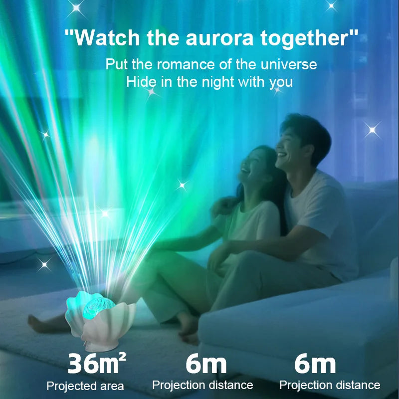 AuroraShell™ Starry Projector Lamp 🐚🌌 Dreamy Night Glow