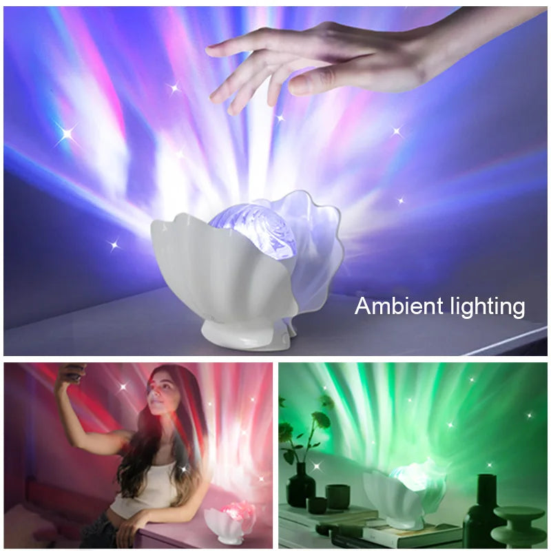 AuroraShell™ Starry Projector Lamp 🐚🌌 Dreamy Night Glow