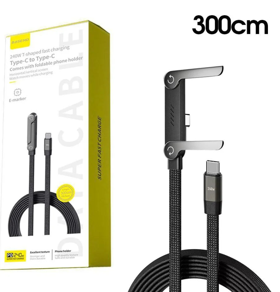 Fast Charging Foldable Bracket Data Cable 2-in-1 Data Wire Foldable Phone Tablet Stand Type-C To Type-C USB-A To Type-C