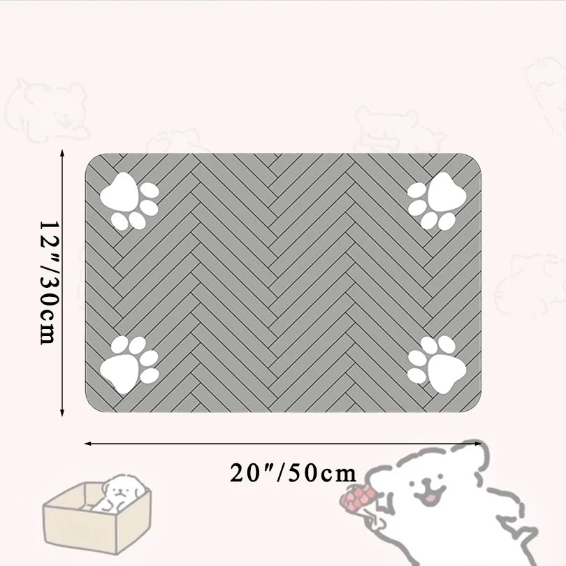 Premium Absorbent Pet Feeding Mat - Waterproof Rubber Backing for Dogs and Cats (20"x12", Striped Dark Gray)
